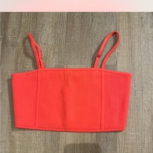 Red Strapless Crop Top